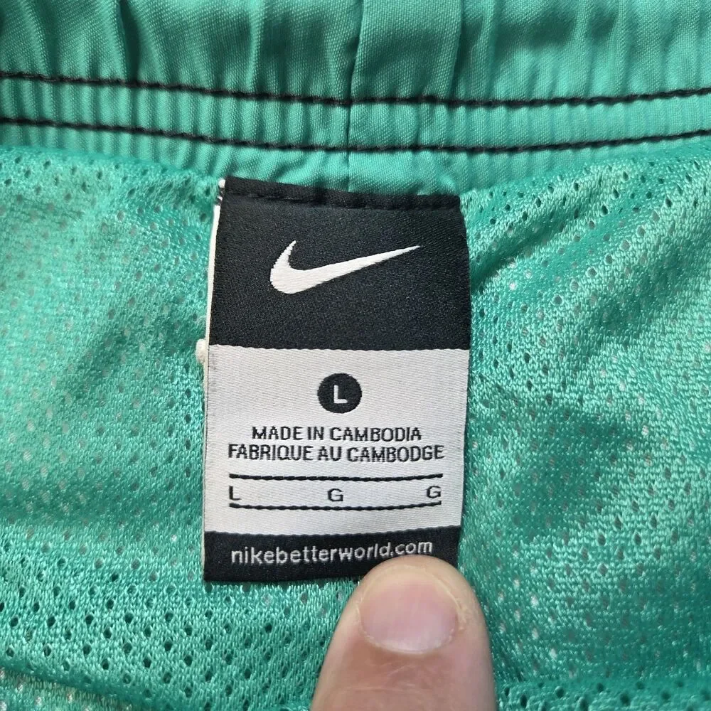 Nike Swim Trunks Board Shorts Men's Large Black Teal Palm Tree Graphic Tropical